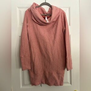 Lululemon Dress Sz S Along The Way Cowl Neck Long Sleeves Heathered Copper Clay